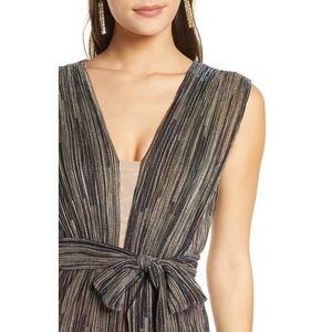 harlyn dress metallic tie waist gown